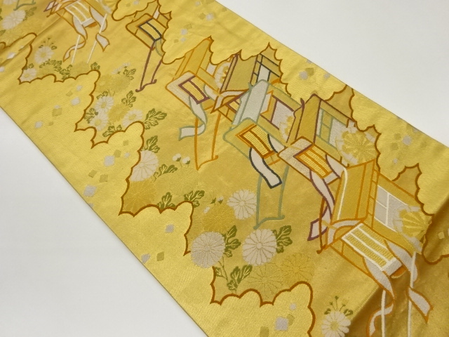 御所車模様織出し袋帯